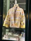 Pale Yellow Flower Garden Antique Quilt Swoop Coat