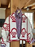 Red Basket Antique Quilt Cool Crop Jacket