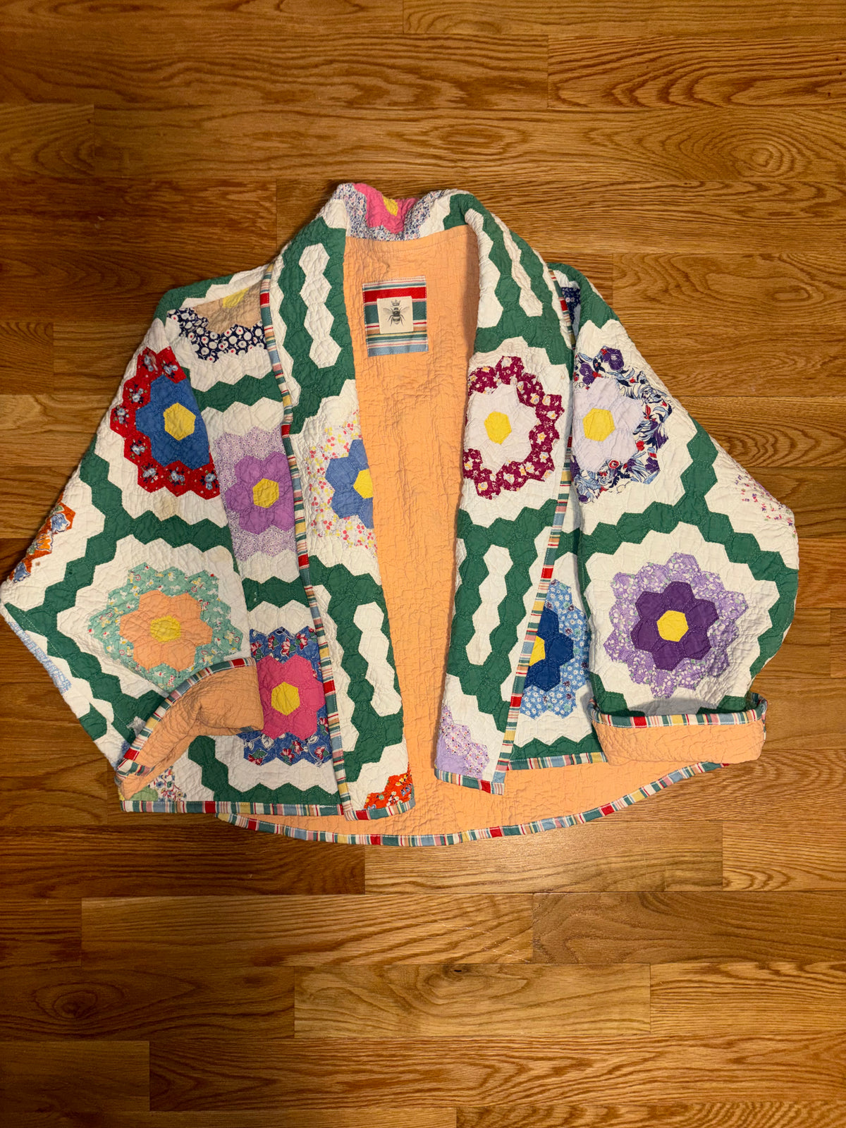 Grandma’s Garden Antique Quilt Swoop Coat