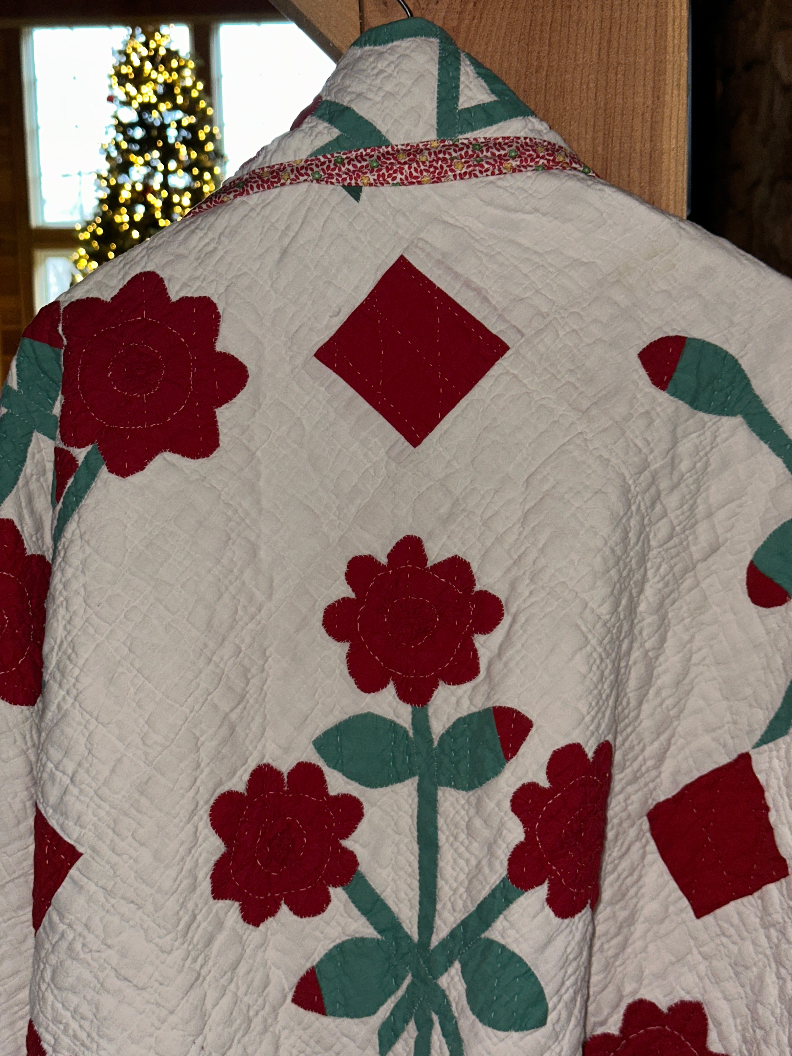 Red Appliquèd Floral Bouquets