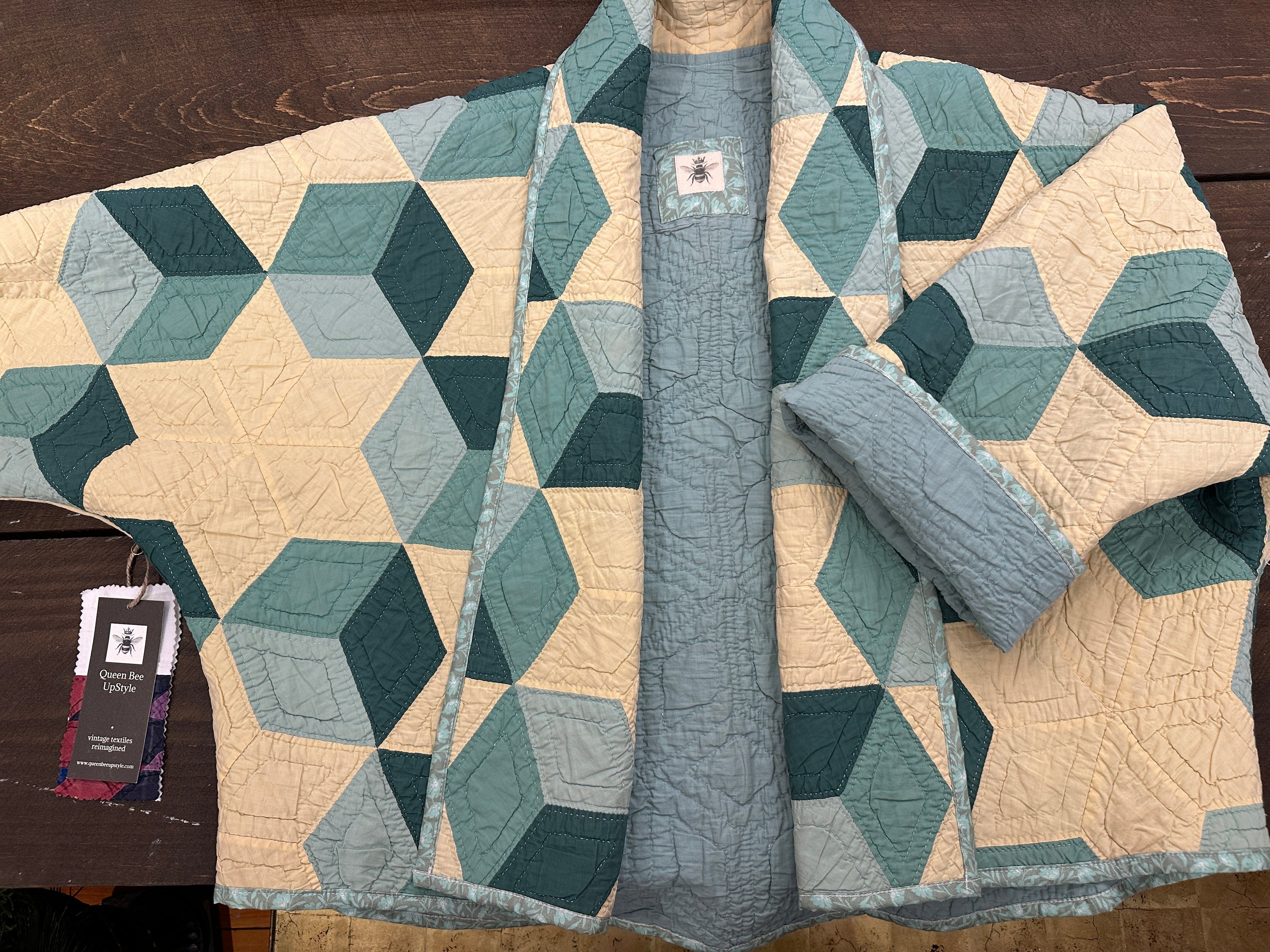 Teal Tumbling Blocks