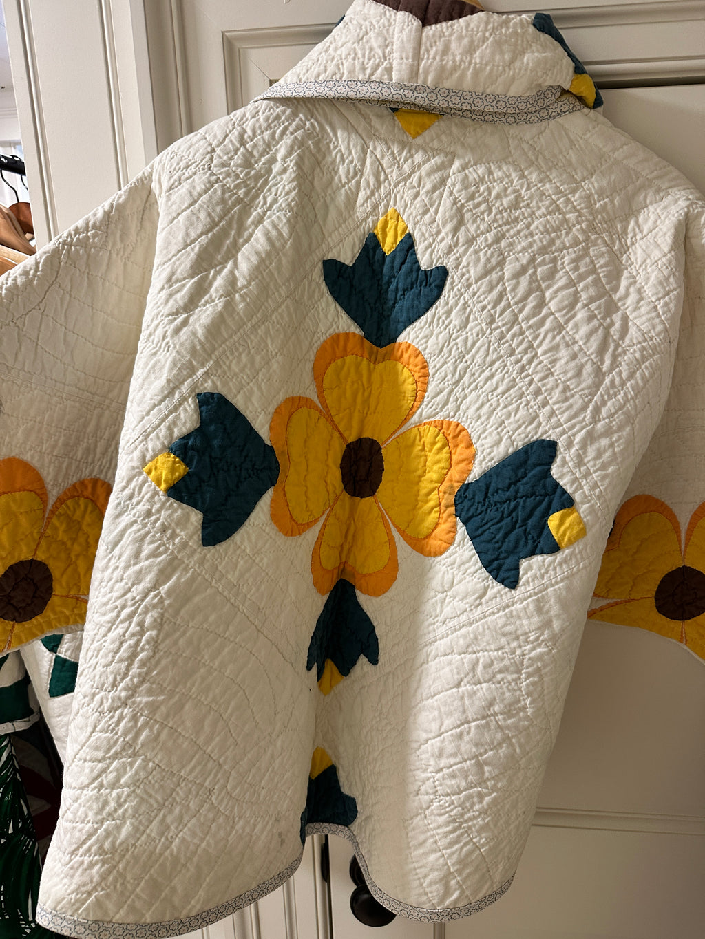 Gold Blooms Vintage Quilt Coat
