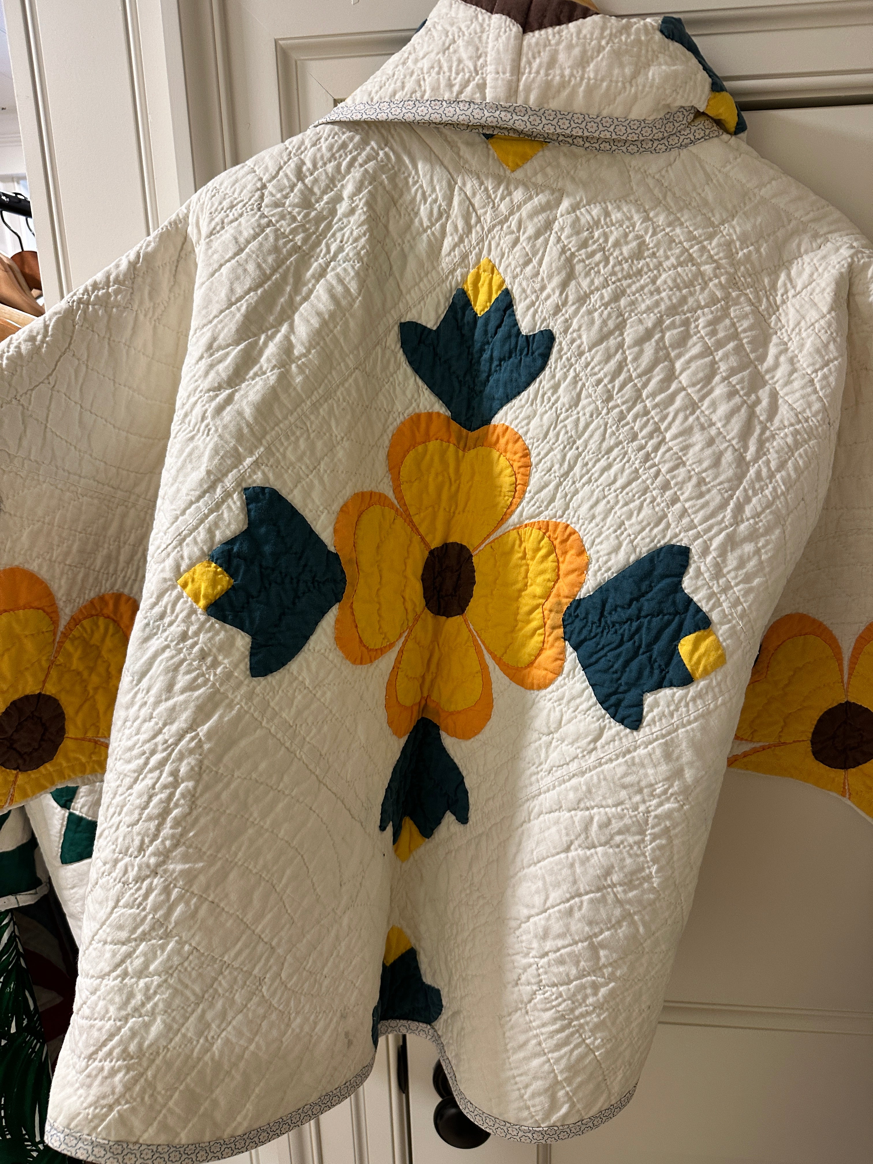 Gold Blooms Vintage Quilt Coat
