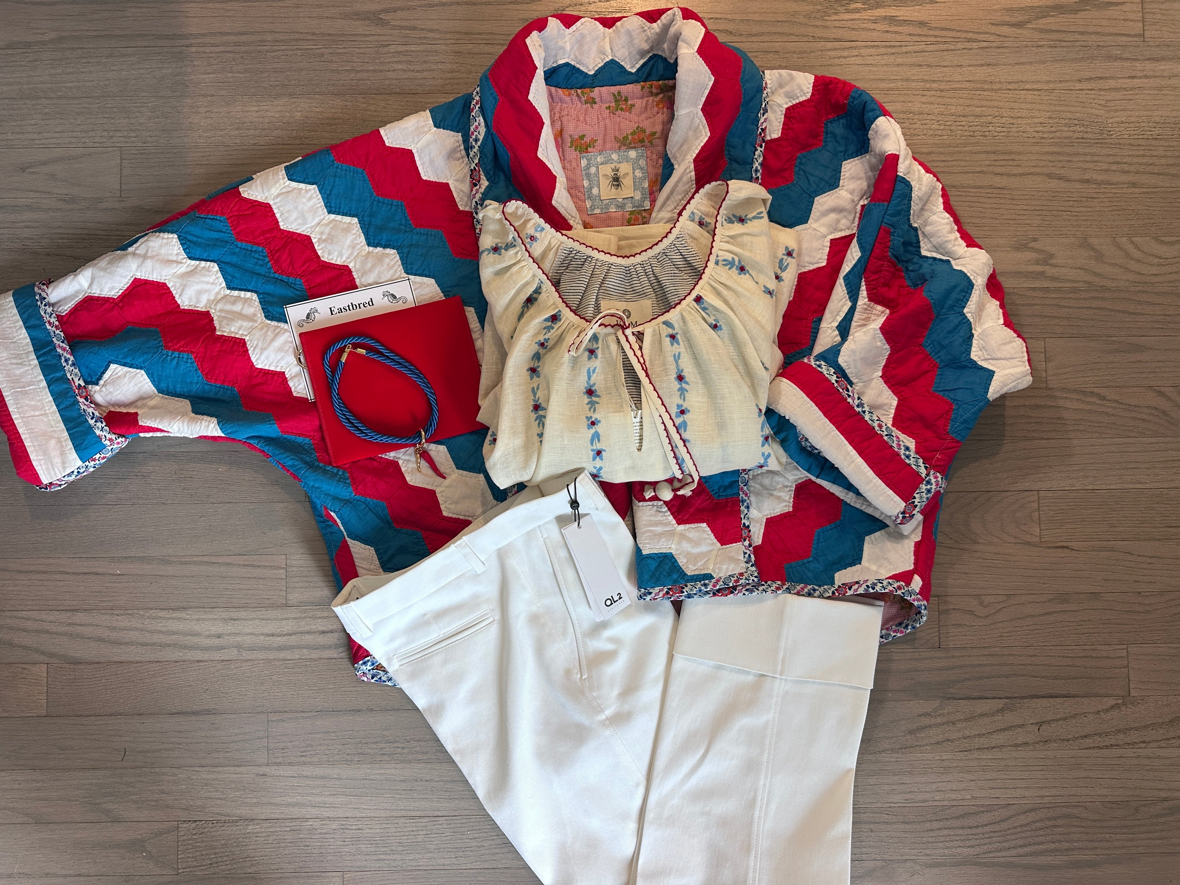 Patriotic Piecework Vintage Quilt Swoop Coat