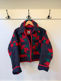 Sapphire Ruby Emerald Vintage Quilt Crop Jacket
