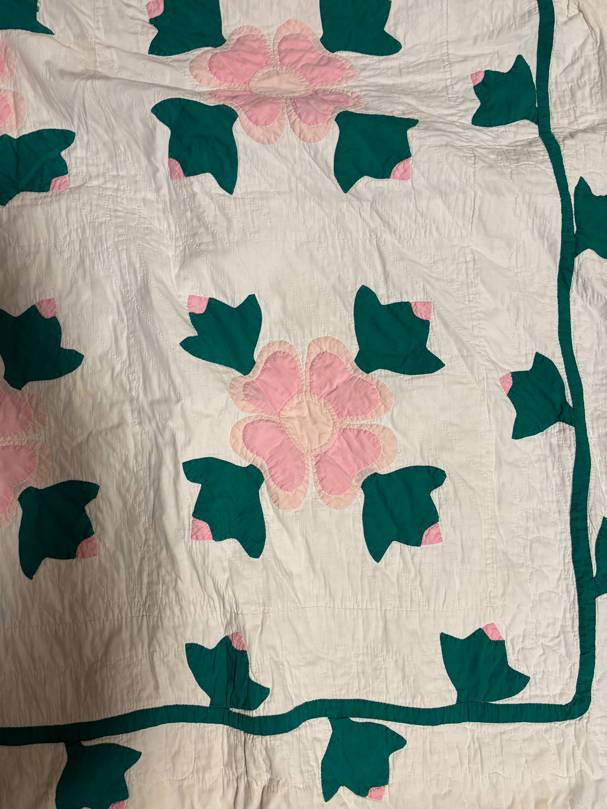 Pink Applique Floral Quilt