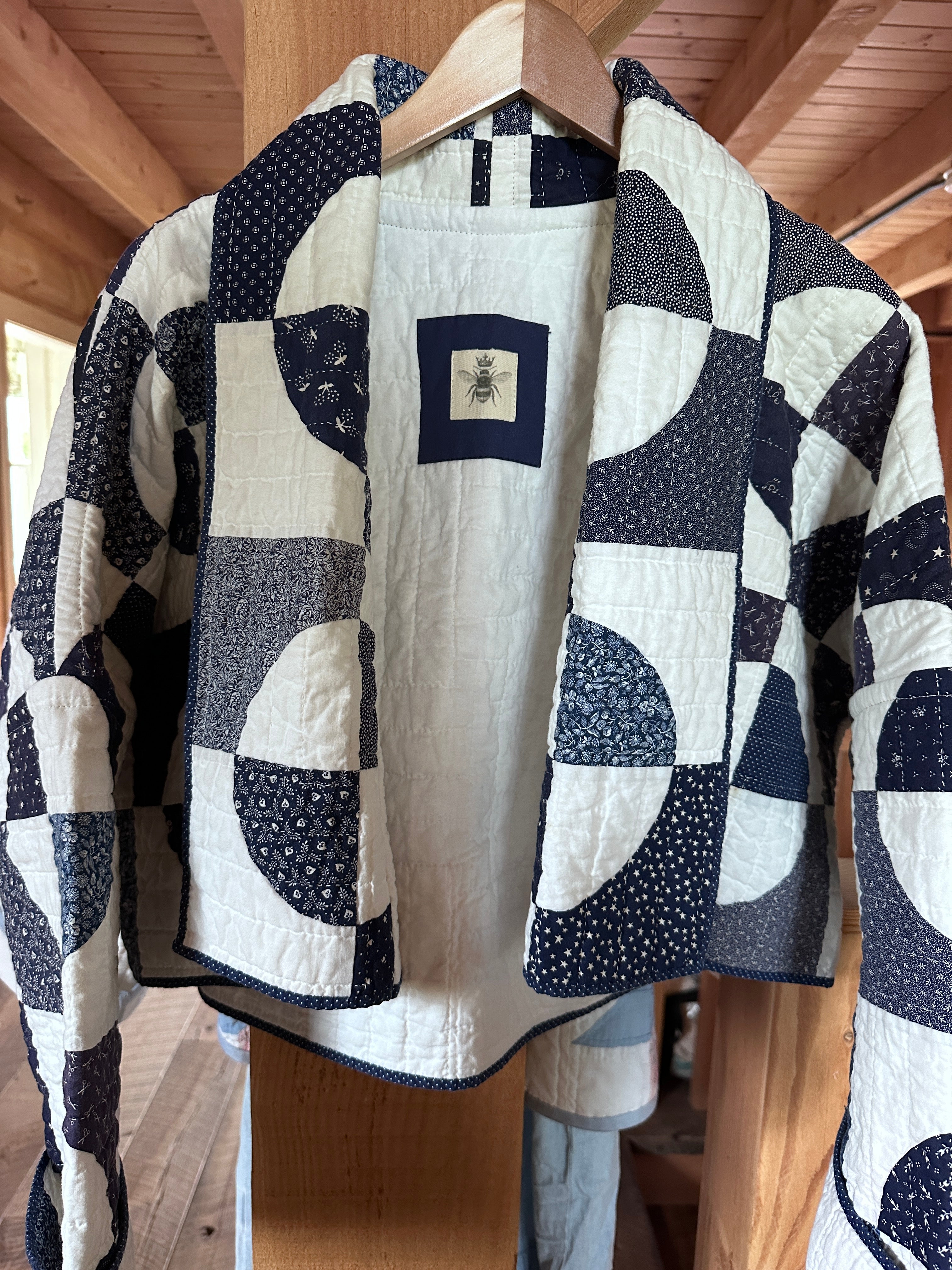 Gardners Navy Mill Wheel Cool Crop Quilt Jacket