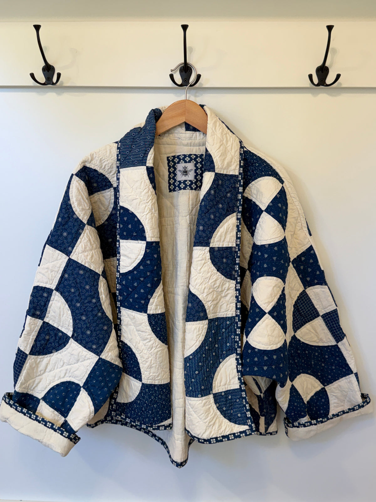 Indigo Mill Wheel Antique Quilt Swoop Coat