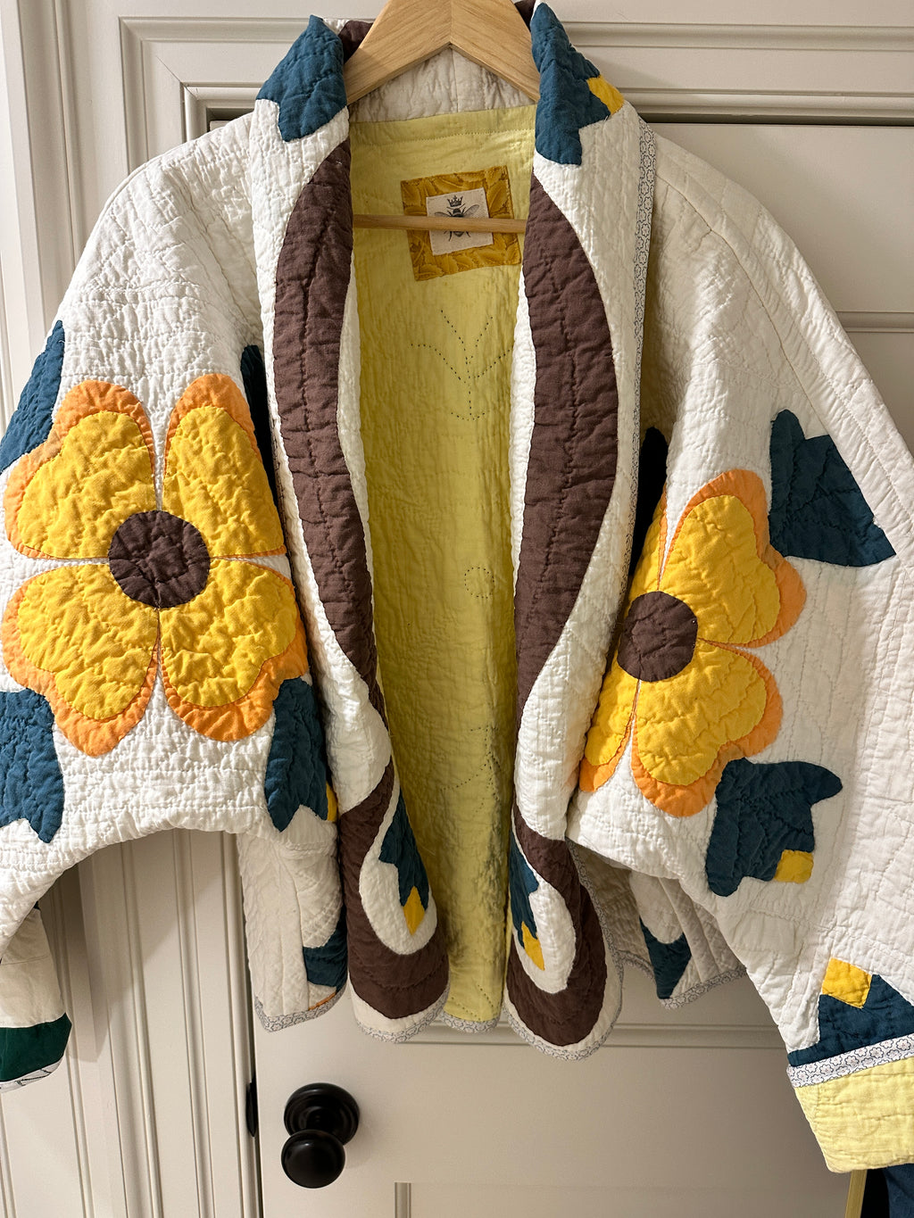Gold Blooms Vintage Quilt Coat