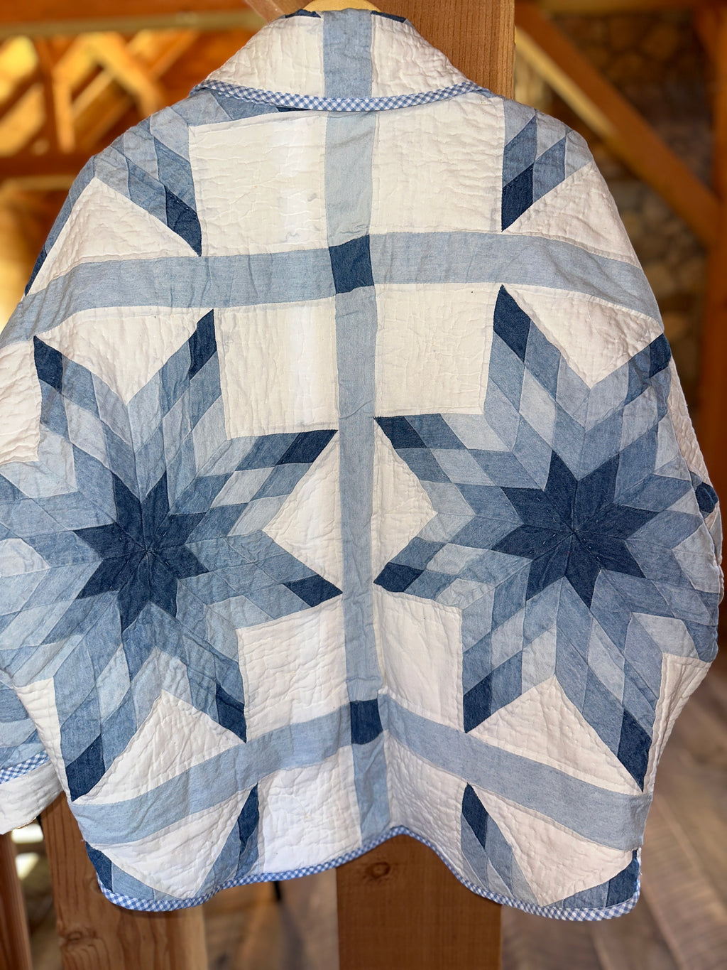 Blue Jean Stars Swoop Vintage Quilt Coat