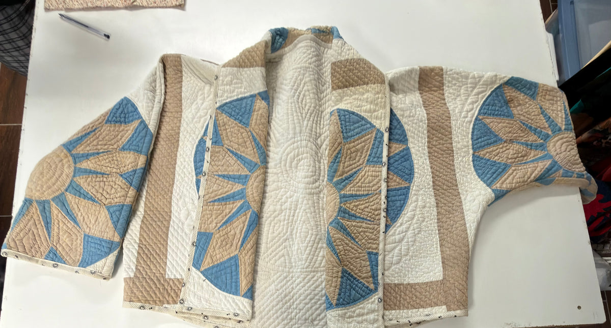 Brave Sunflower Antique Quilt Swoop Coat
