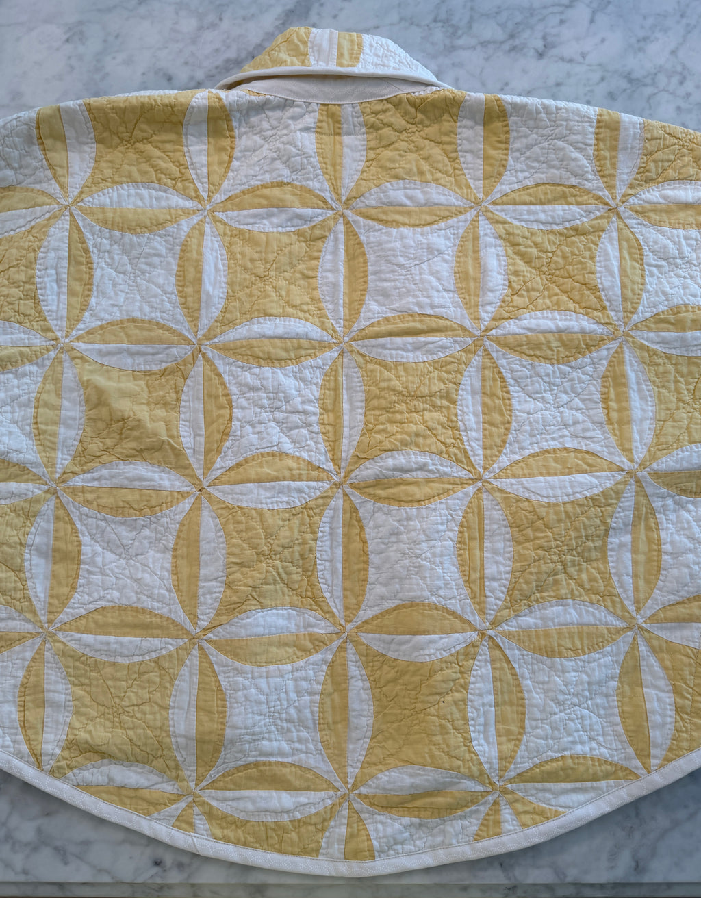 Buttery Yellow Vintage Orange Peel Quilt Swoop Coat