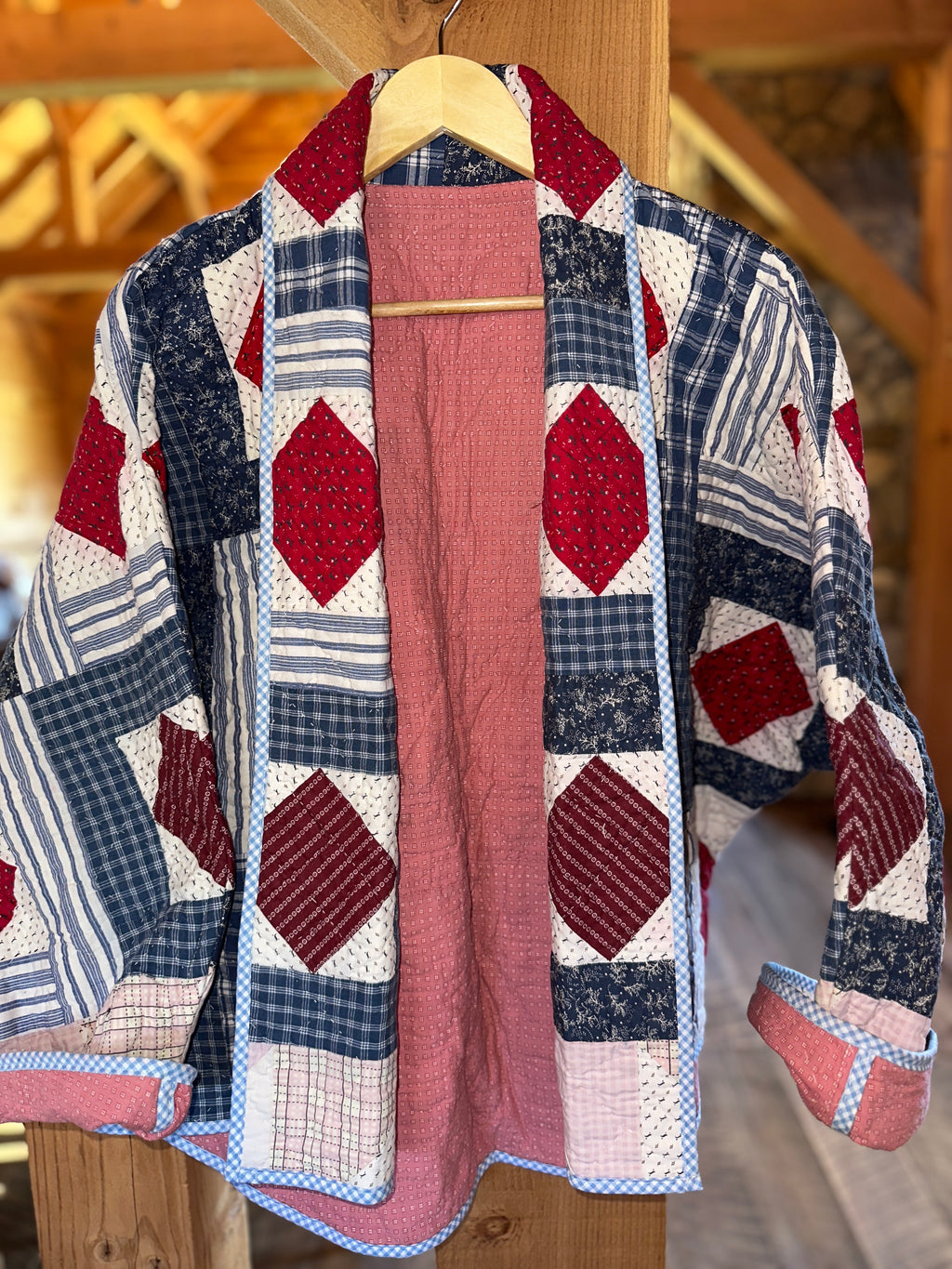 Patchwork Polo Plaid Quilt Coat