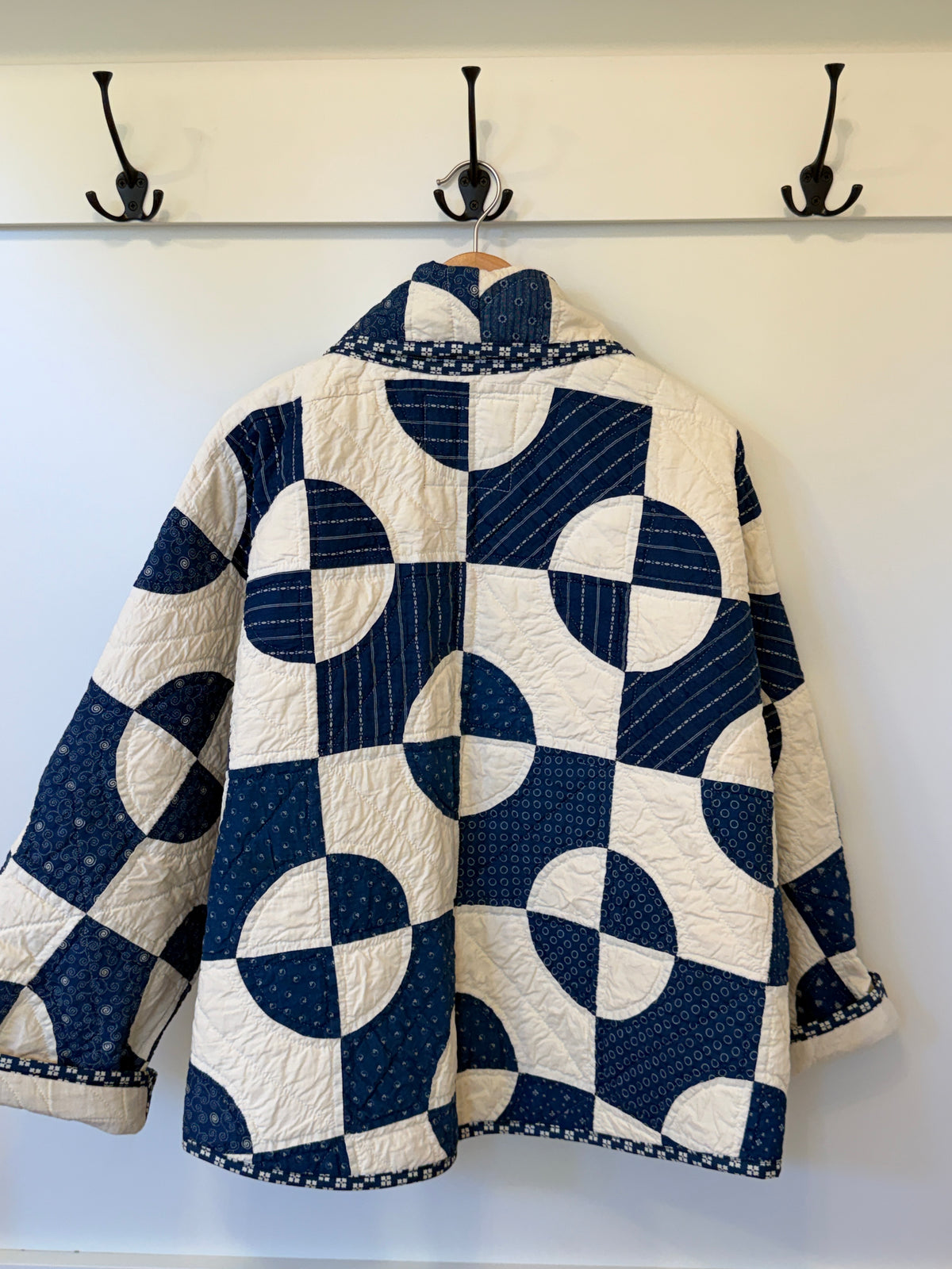 Indigo Mill Wheel Antique Quilt Swoop Coat