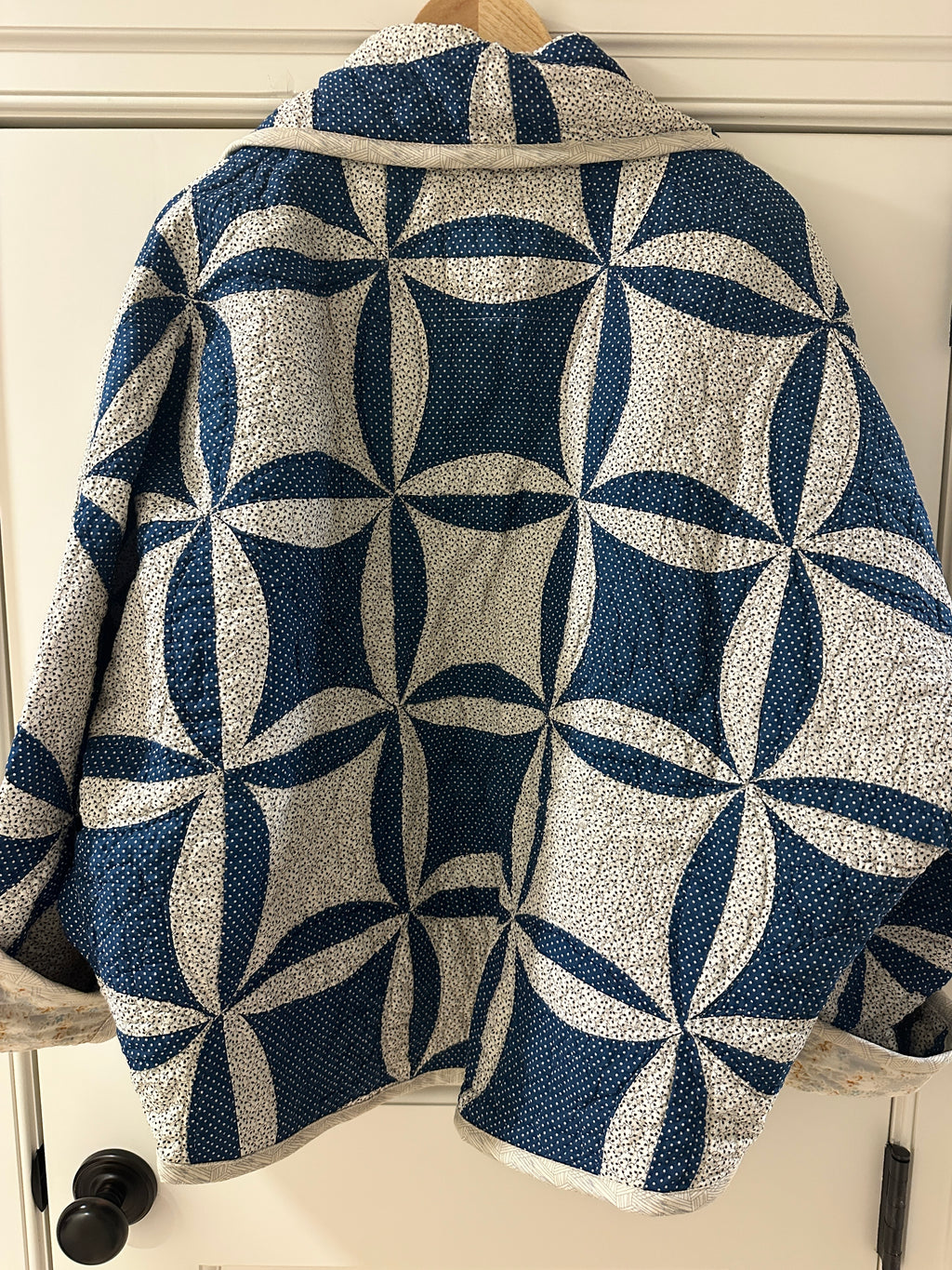 Navy Robbed White Antique Quilt Coat