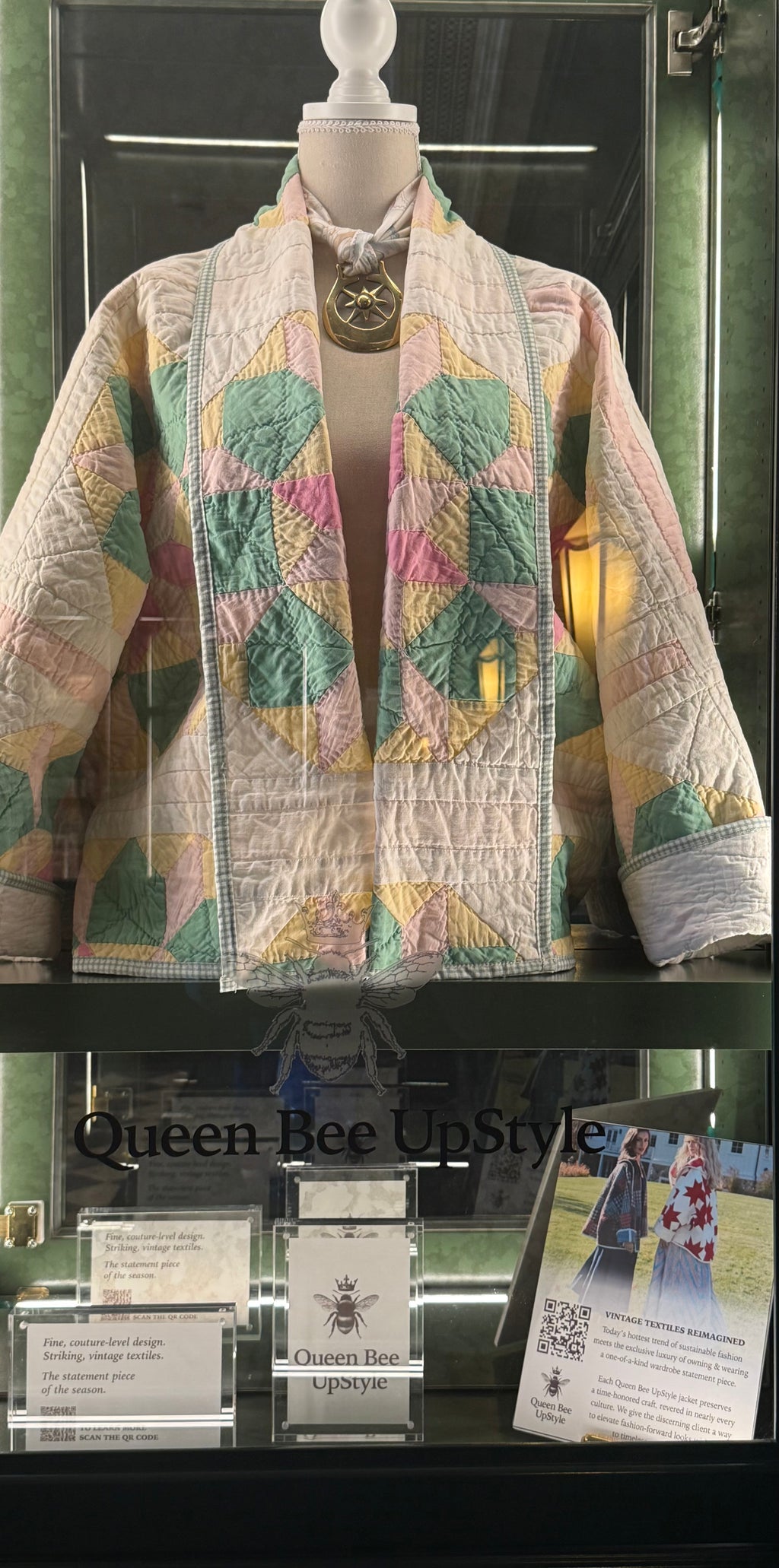Pink Star in Green Flower Garden Swoop Coat