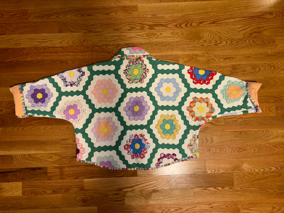 Grandma’s Garden Antique Quilt Swoop Coat