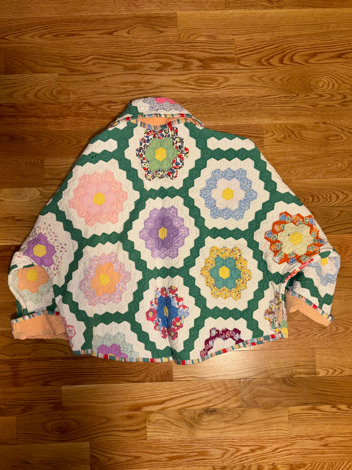 Grandma’s Garden Antique Quilt Swoop Coat