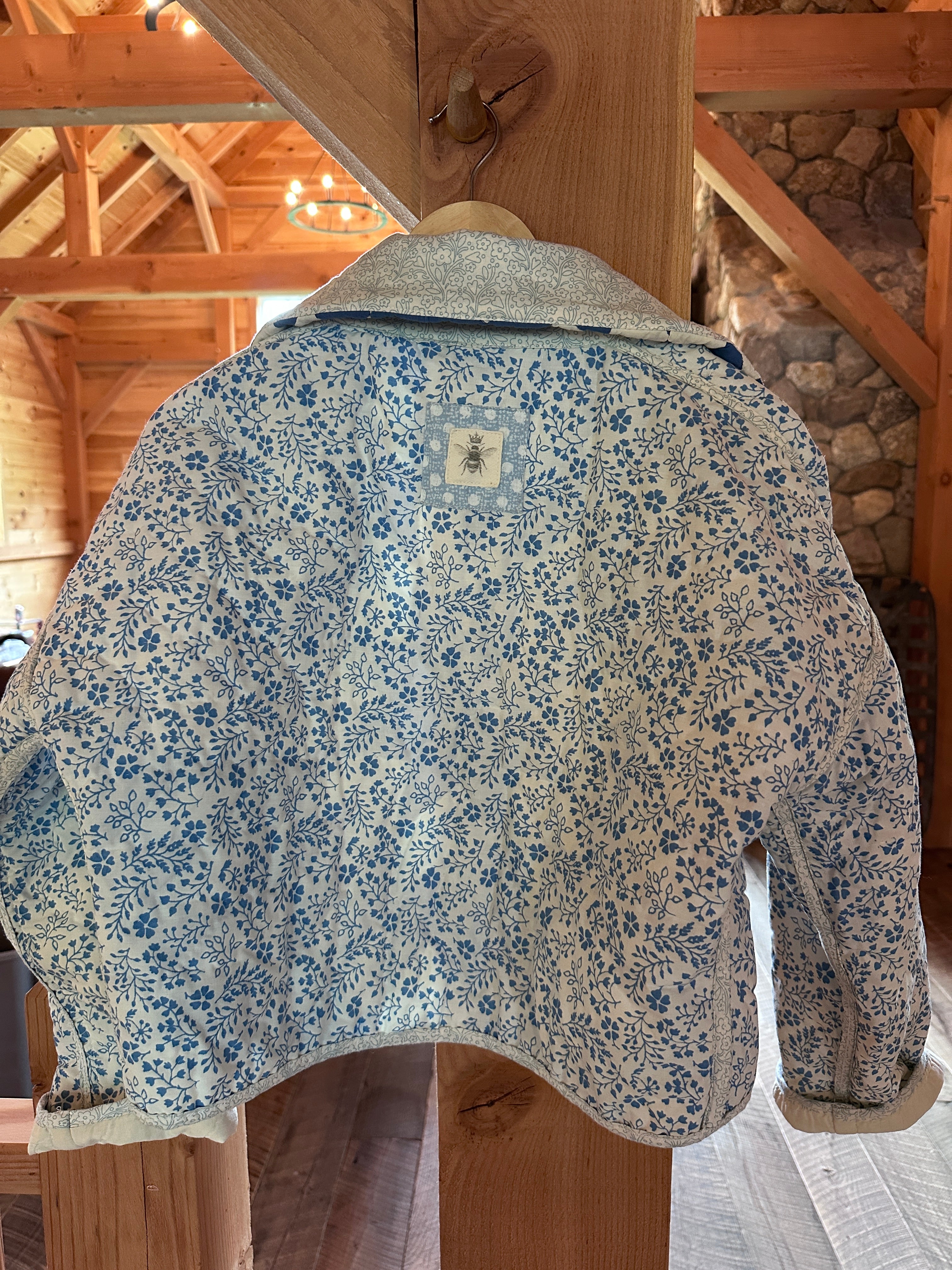 Royal on Ivory LoneStar Cool Crop Jacket with Barn Style Collar