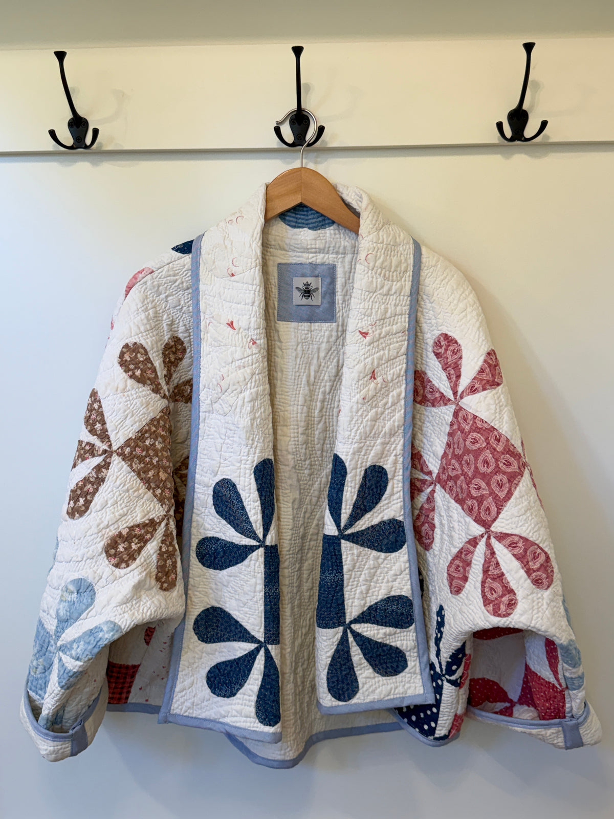 Graphic Honeybee Antique Quilt Swoop Coat