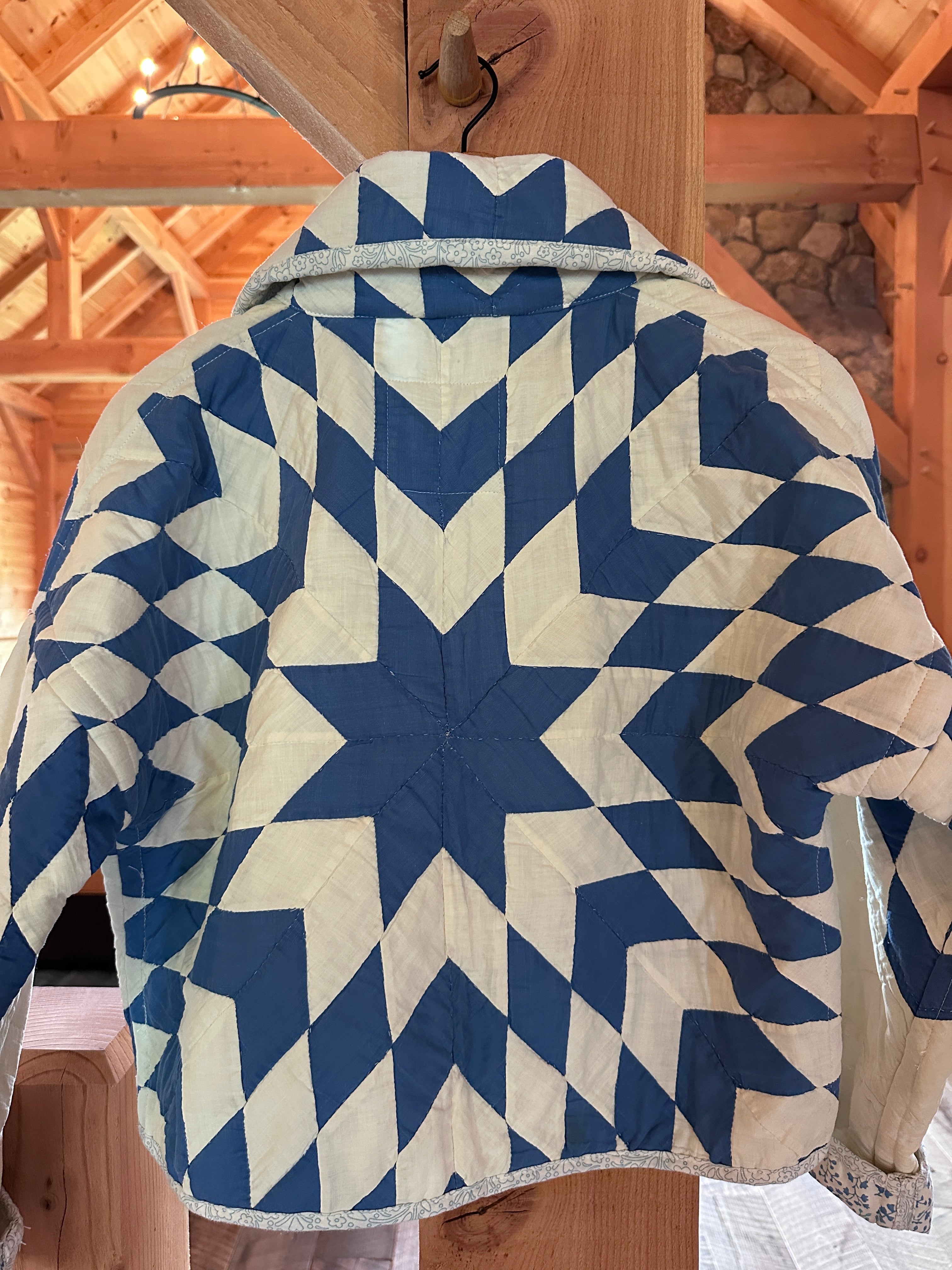 Royal on Ivory LoneStar Cool Crop Jacket with Barn Style Collar