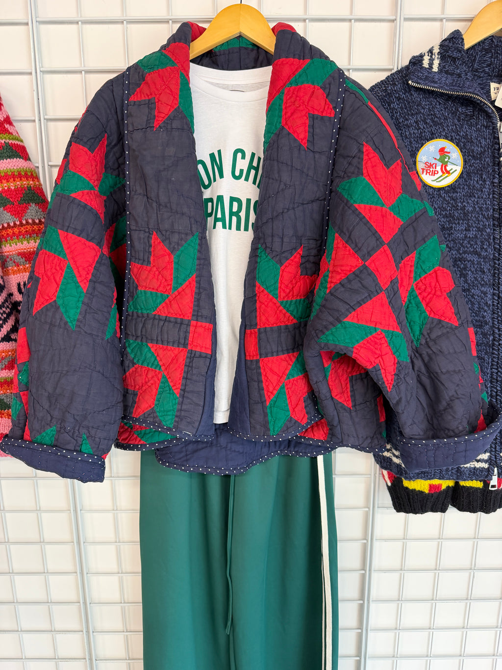 Primitive Pinwheel Vintage Quilt Swoop Coat