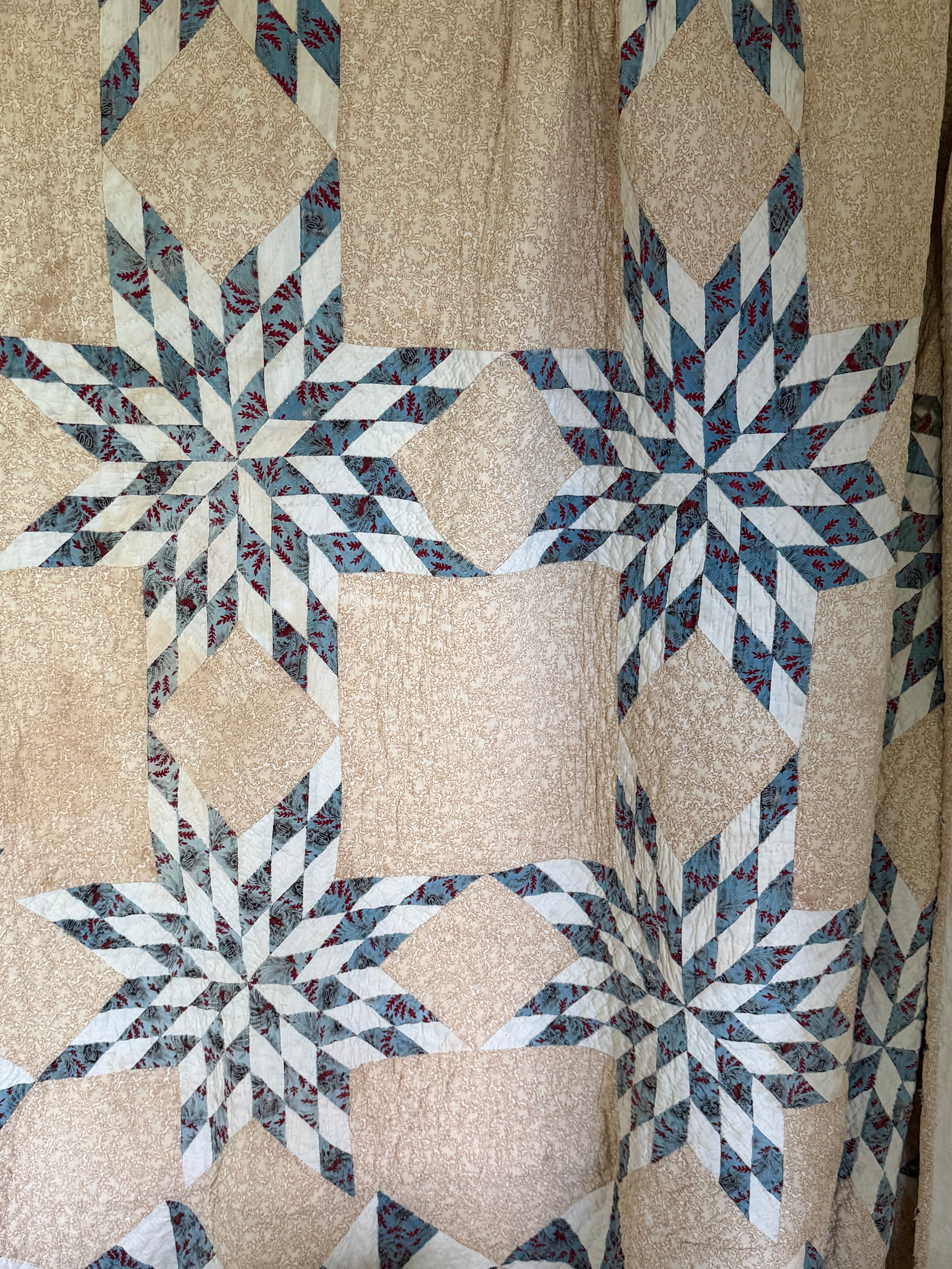 Rare 1860s Neutral Star Quilt
