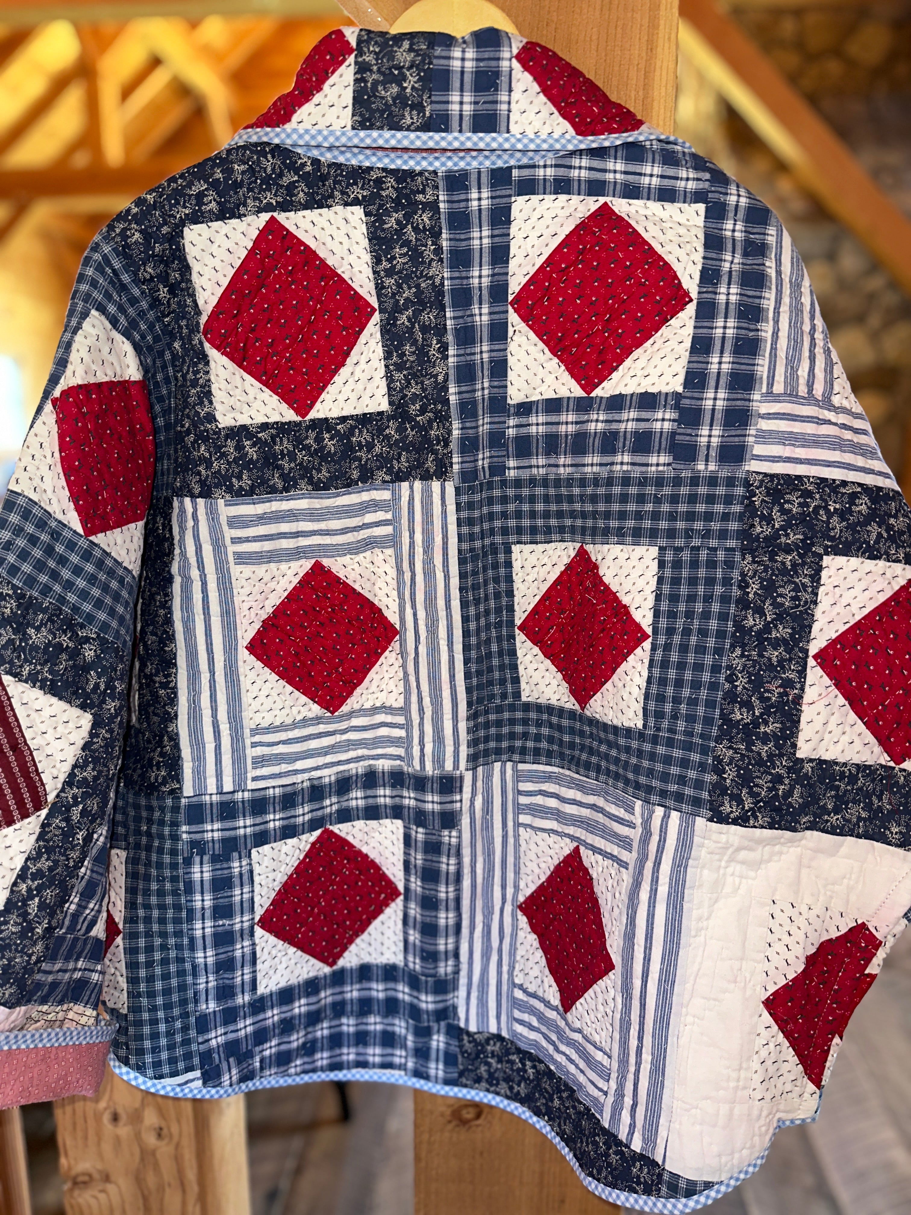 Patchwork Polo Plaid Quilt Coat