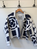 Navy & White Cross Roads Vintage Quilt Crop Jacket