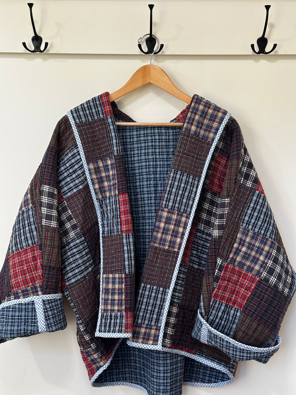 Dad's Plaids Vintage Quilt Swoop Coat