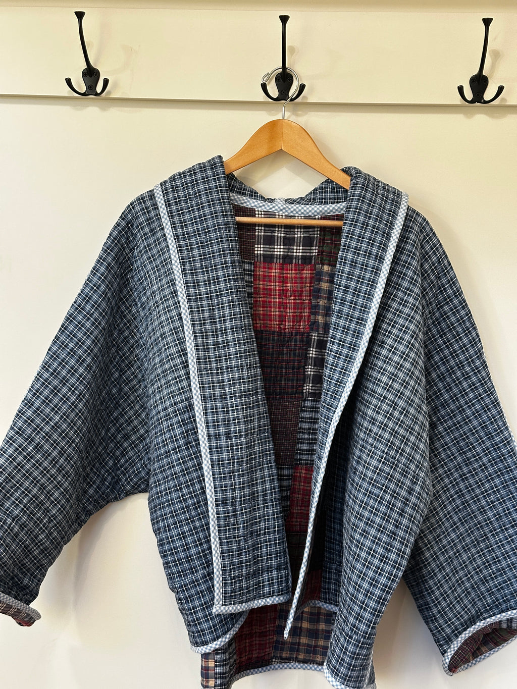 Dad's Plaids Vintage Quilt Swoop Coat