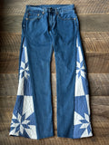 Blue & White Mariner's Star Hip Flare Jean