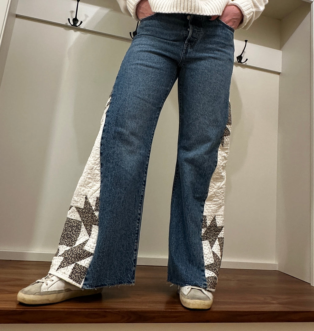 Black & Tan Amish Star Hip Flare Jeans