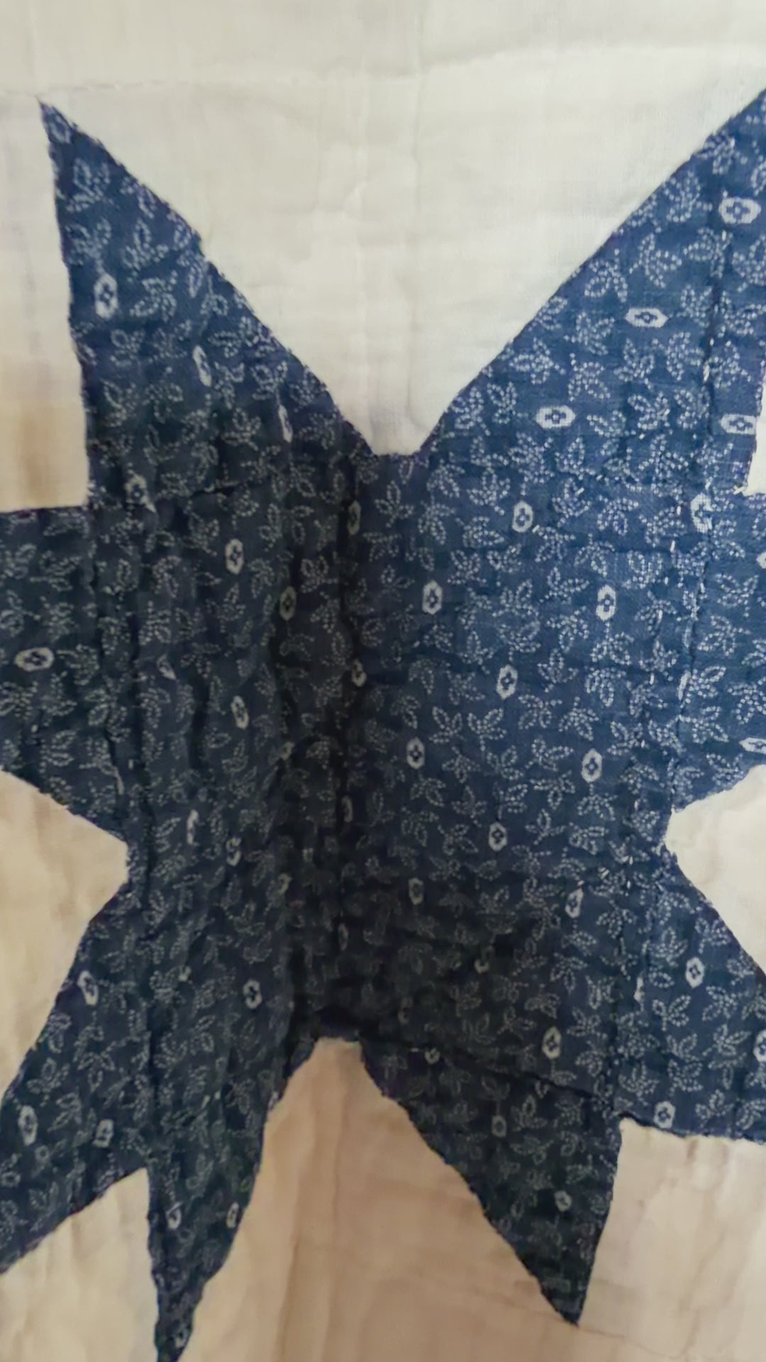 Navy 8-Point Star Vintage Quilt Swoop Coat